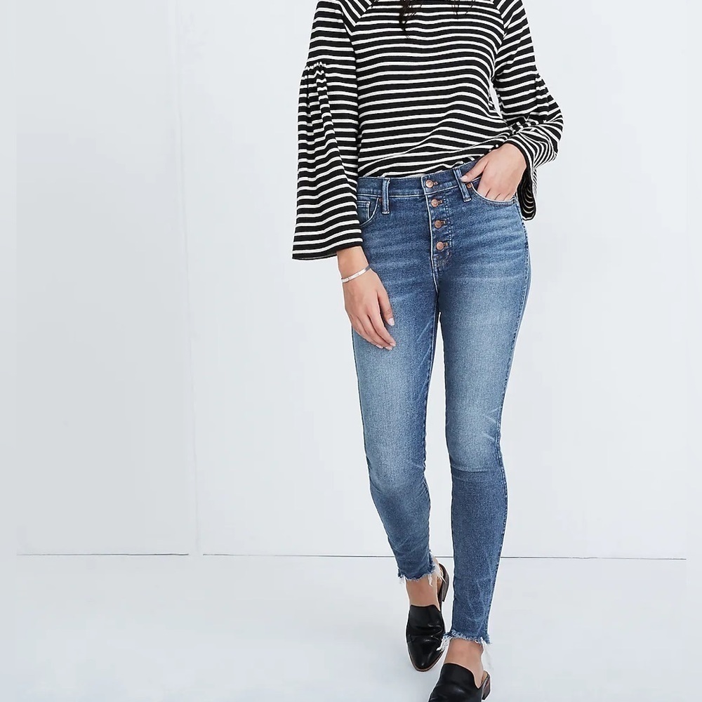 Madewell 10" High-Rise Skinny Blue Jeans Cordova Wash: Button-Front Edition 25